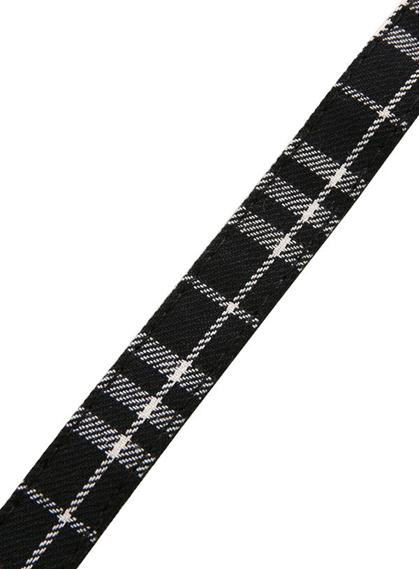 Thumbnail: Black & White Tartan Fabric Collar & Lead Set