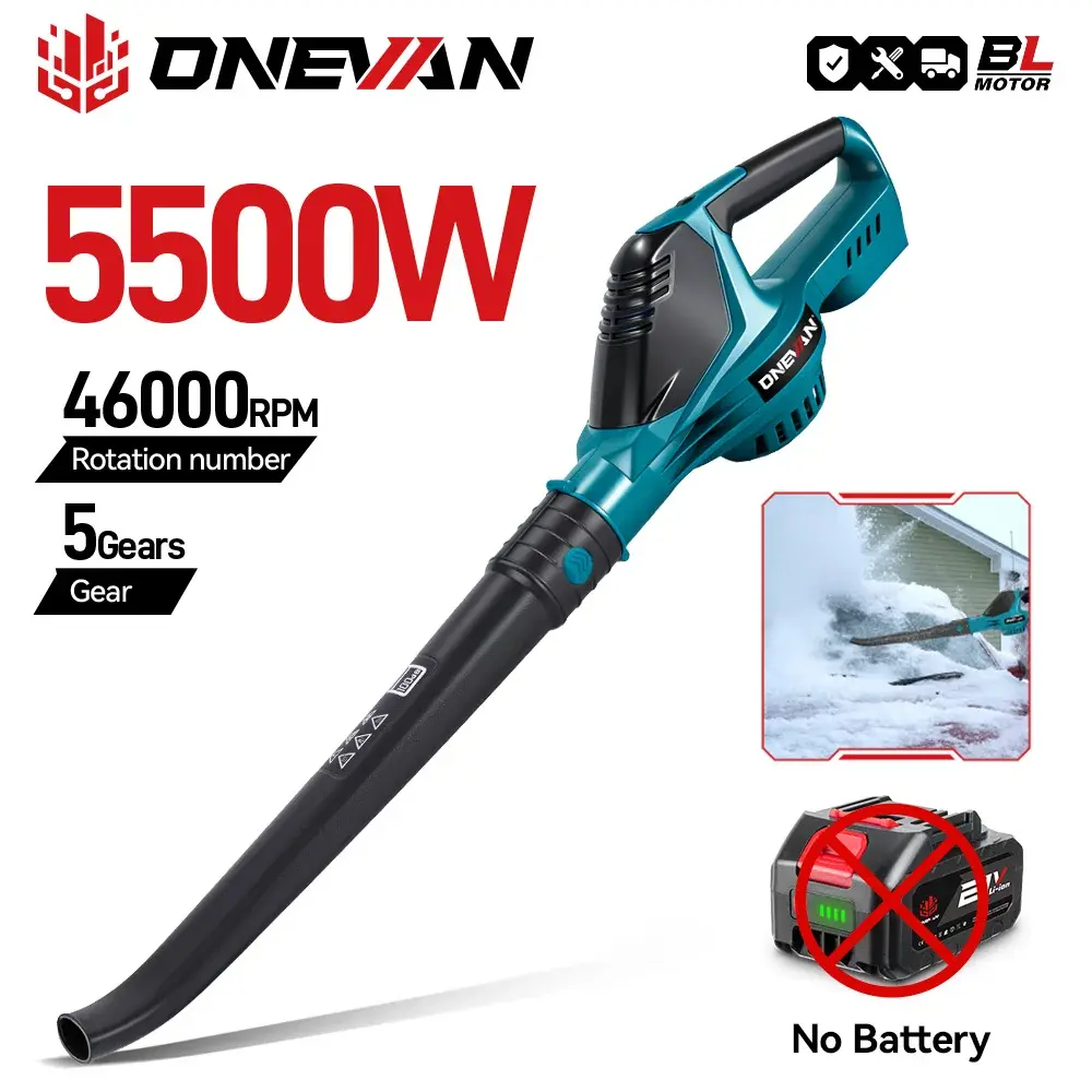 5500W Brushless Cordless Electric Air and Leaf Blower with 5 Gears