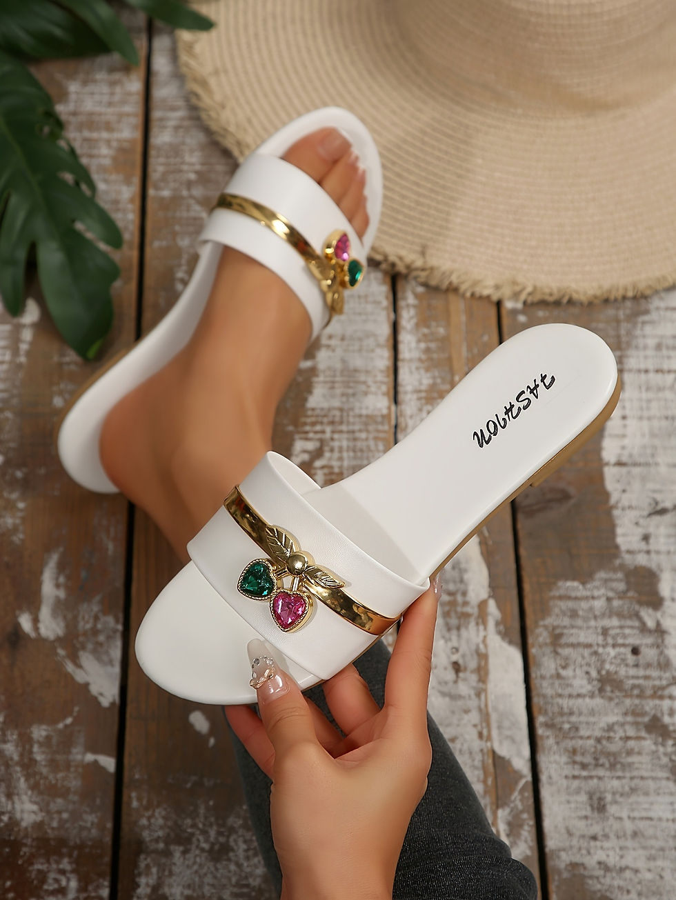 Thumbnail: Women's Shoes New Fashion Slippers with Cherry Buckle, Versatile Solid Color Met