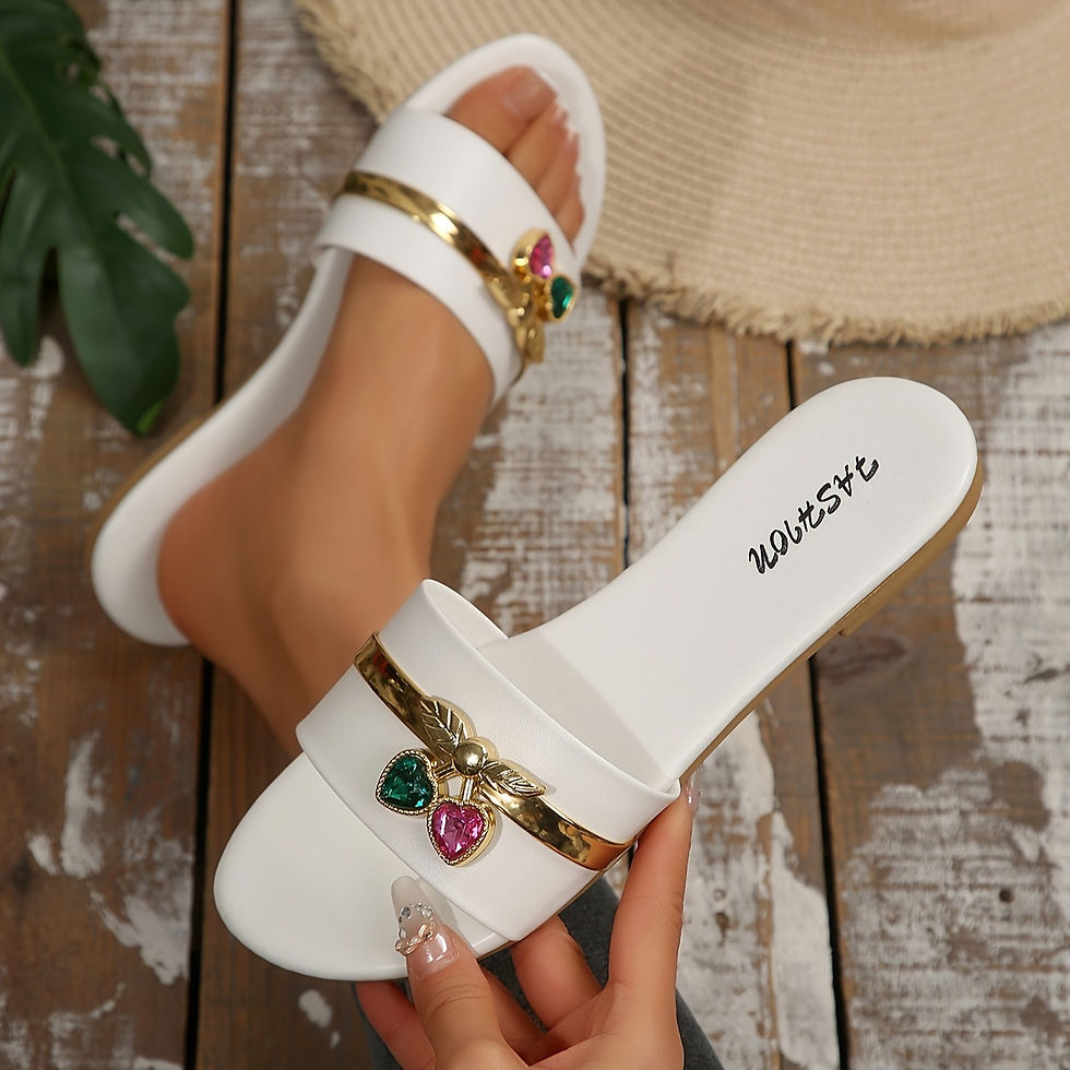 Thumbnail: Women's Shoes New Fashion Slippers with Cherry Buckle, Versatile Solid Color Met
