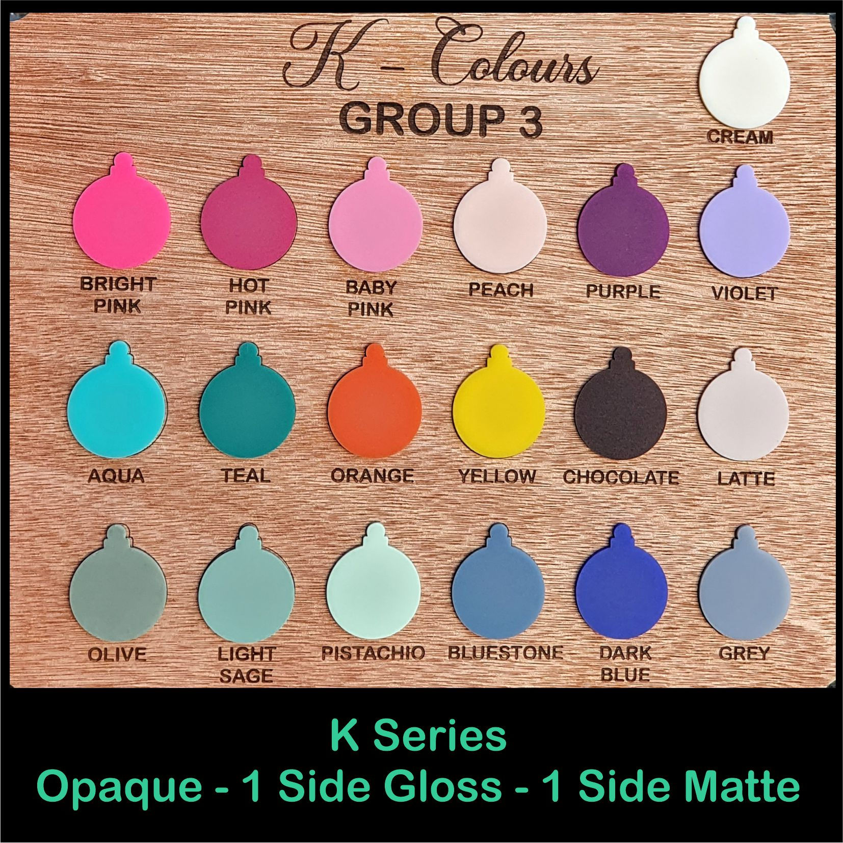 Acrylic Sample Swatches - New Range Satin/Gloss - Group 3