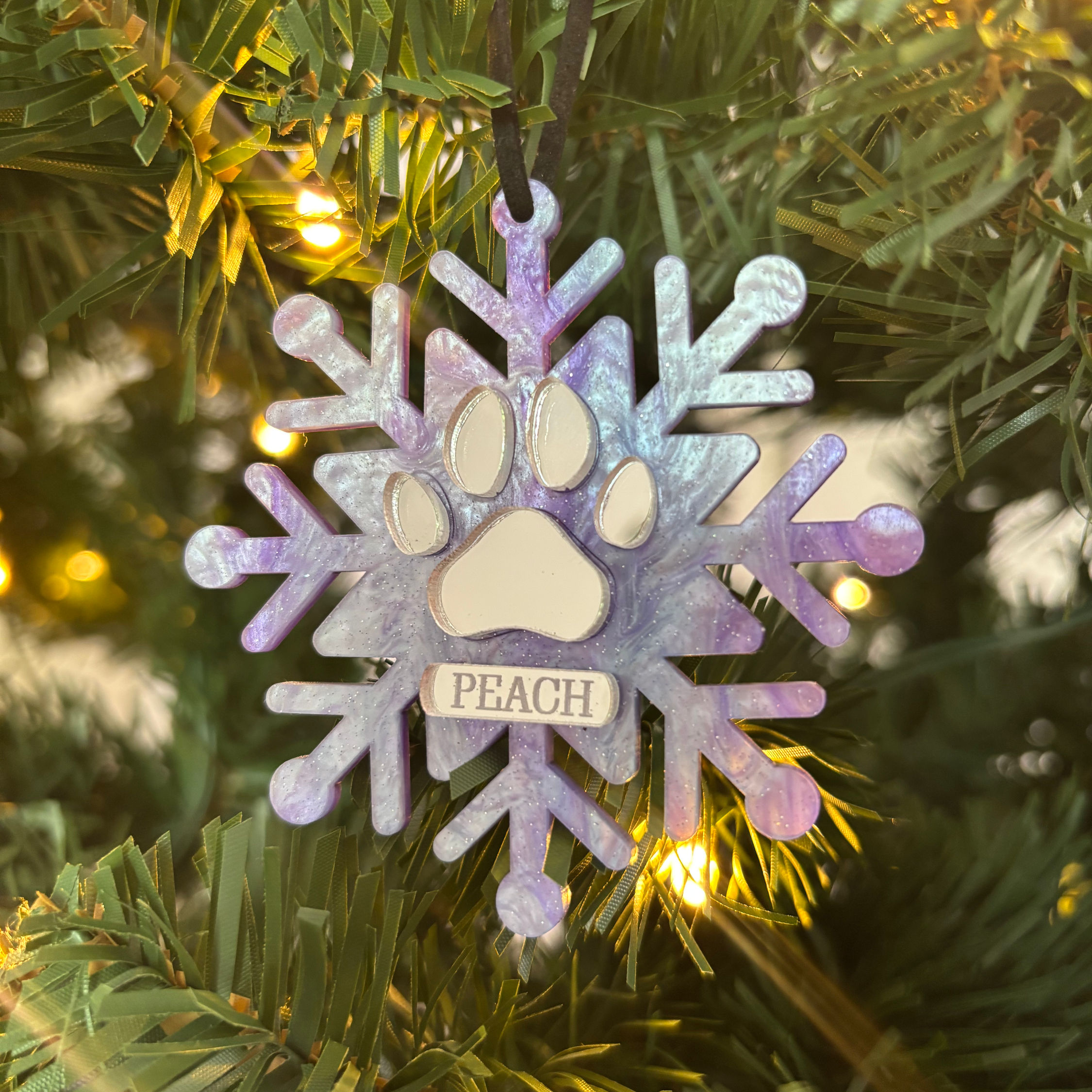 Personalised Luxe Snowflake Paw Ornament