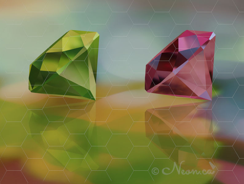 Fantasy magic diamonds. 3D render.