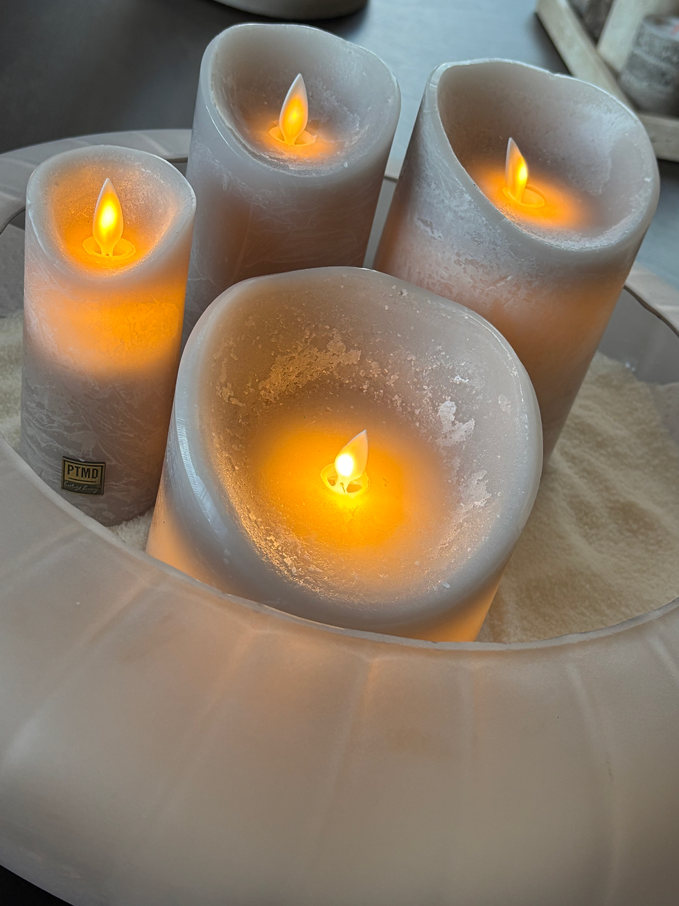 Thumbnail: PTMD led licht kaars beweegbare vlam beige XS