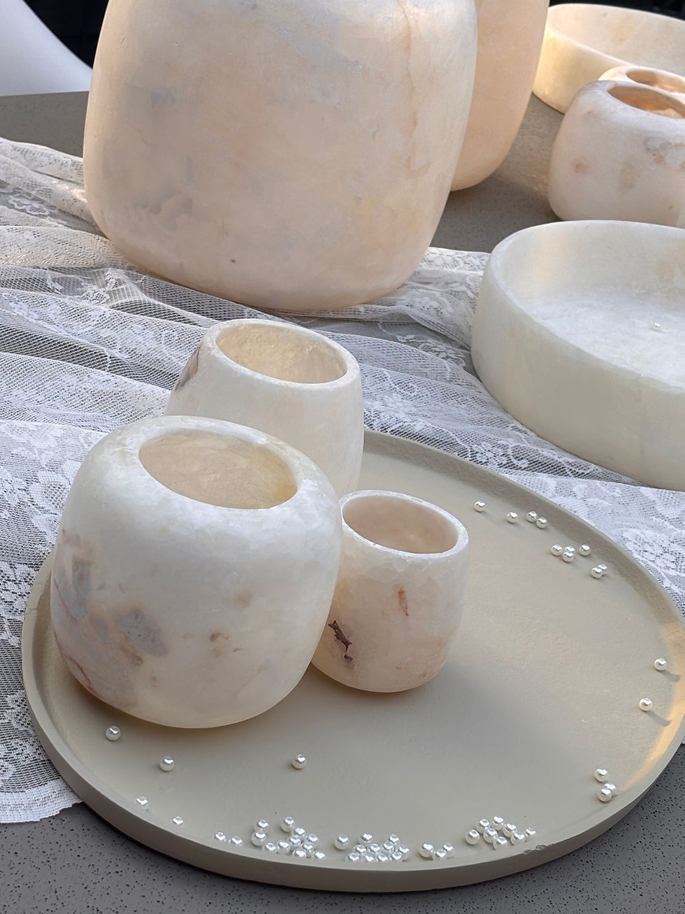 Thumbnail: Alabaster waxinelichthouder set 11. “Alba”