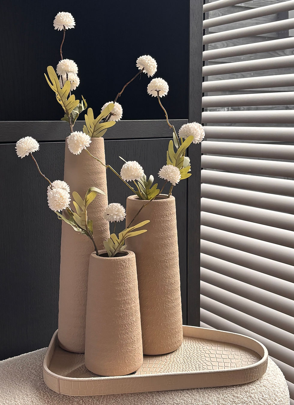 Thumbnail: Kunstbloem pompom “Snowy” wit (50 cm)