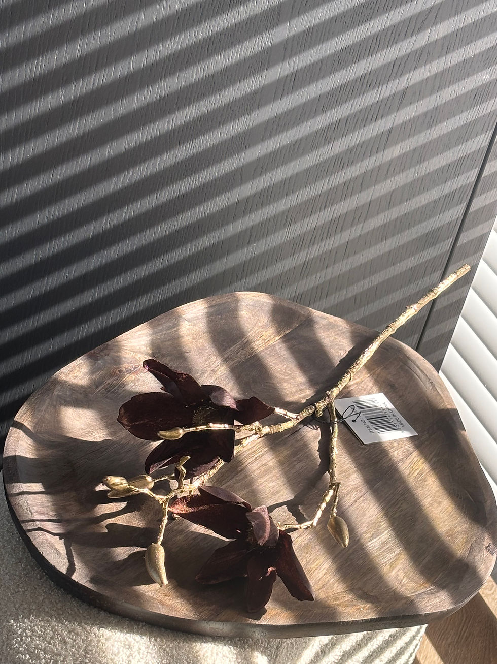 Thumbnail: Kunsttak Velvet Magnolia | Dark Brown & Gold – 69 cm 