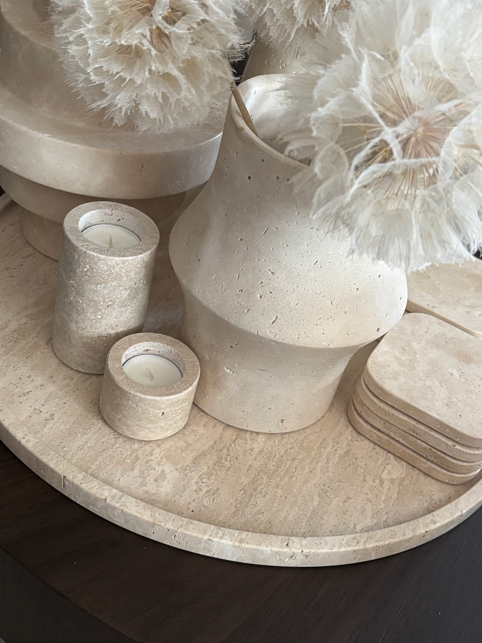 Thumbnail: Mooisa design vaas travertine (20 x 12 cm)