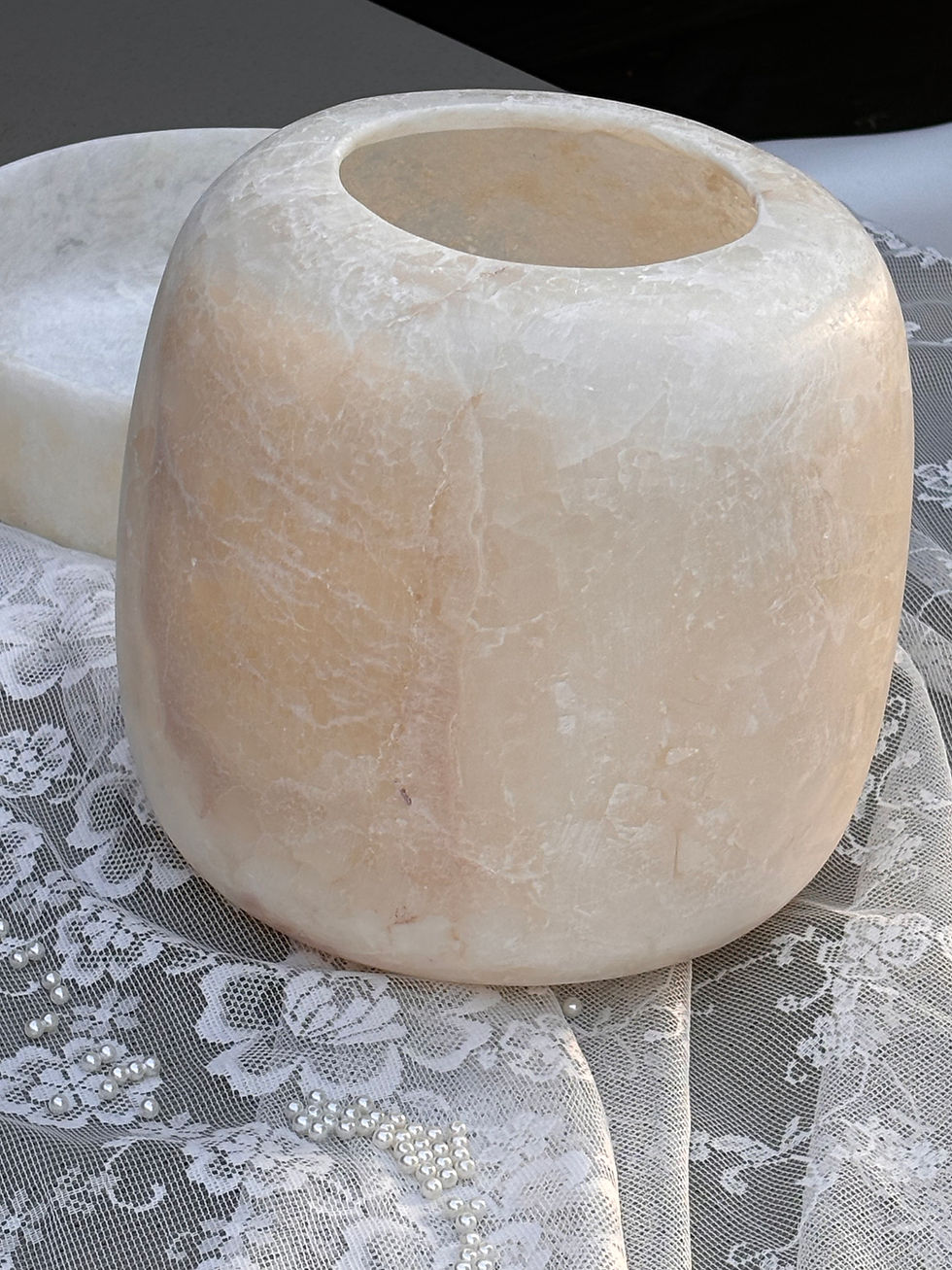 Thumbnail: 1. Alabaster waxinelichthouder wit “Luz Blanca” (XXXL)
