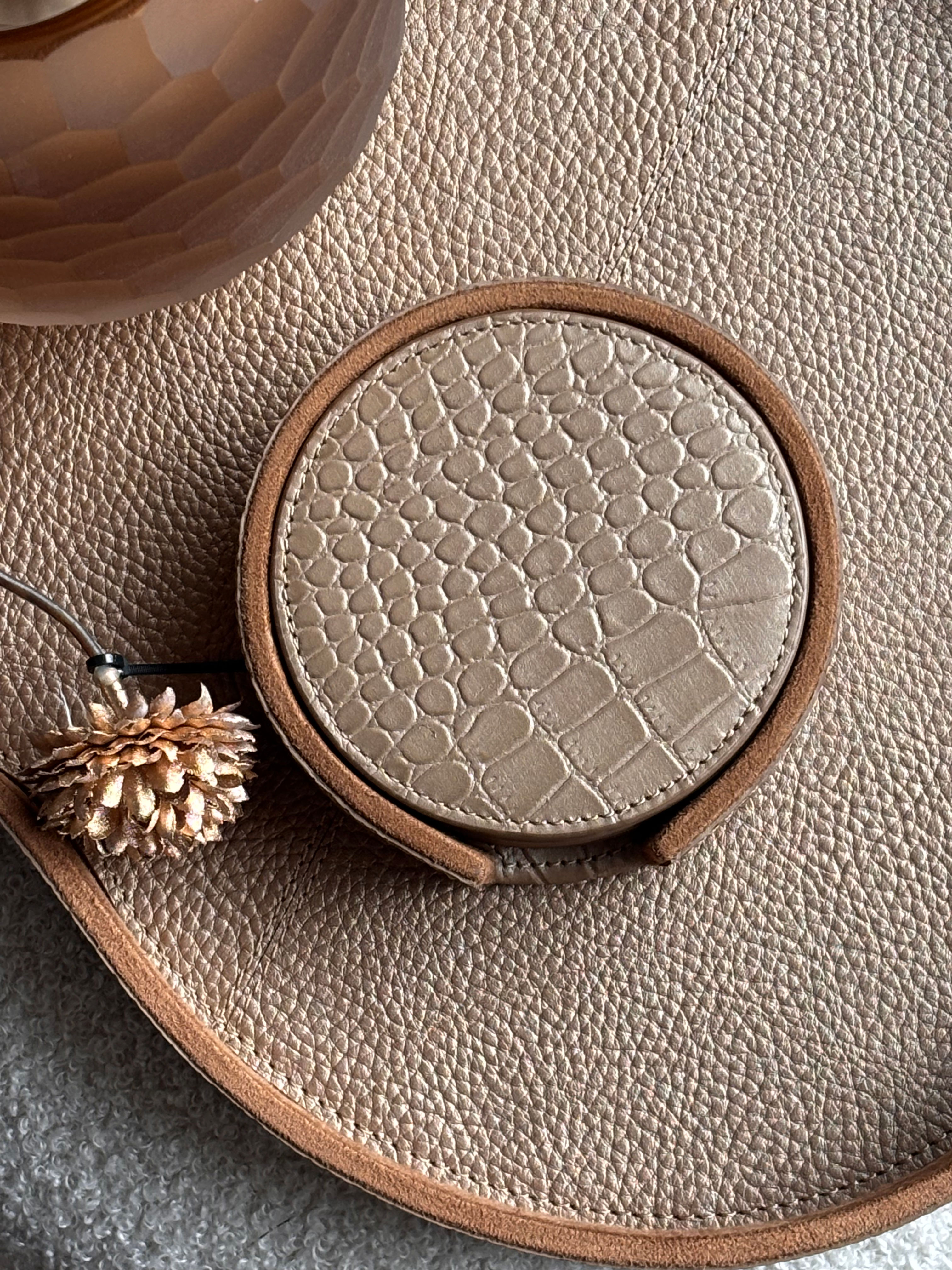 Chamada leren croco onderzetters Merel-XS koper rond (set van 6)