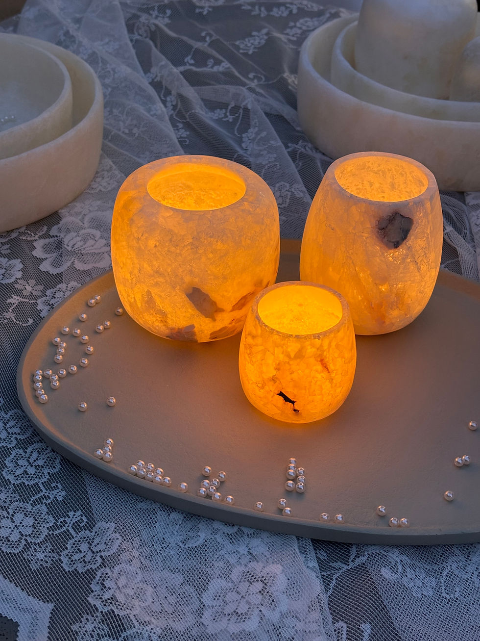 Thumbnail: Alabaster waxinelichthouder set 11. “Alba”