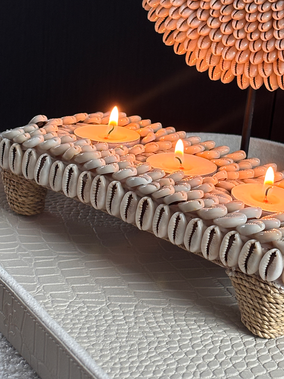 Thumbnail: Waxinelicht Tray “Kauri” – Schelp | Naturel | 21 cm