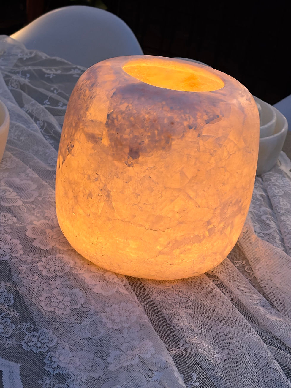 Thumbnail: 3. Alabaster waxinelichthouder wit “Perla del Mar” (XXXL)