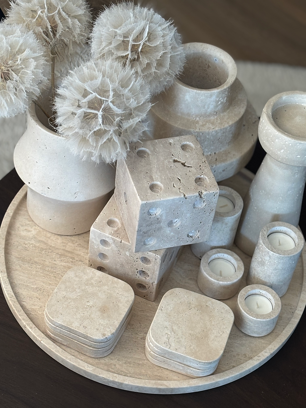 Thumbnail: Mooisa design vaas travertine (20 x 12 cm)