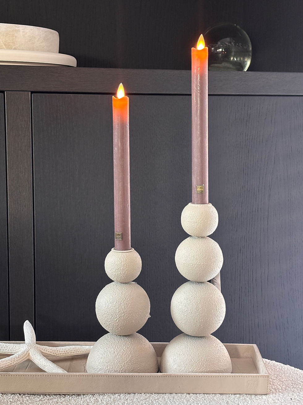 Thumbnail: PTMD led licht diner kaars beweegbare vlam Rustic Brown (set van 2)