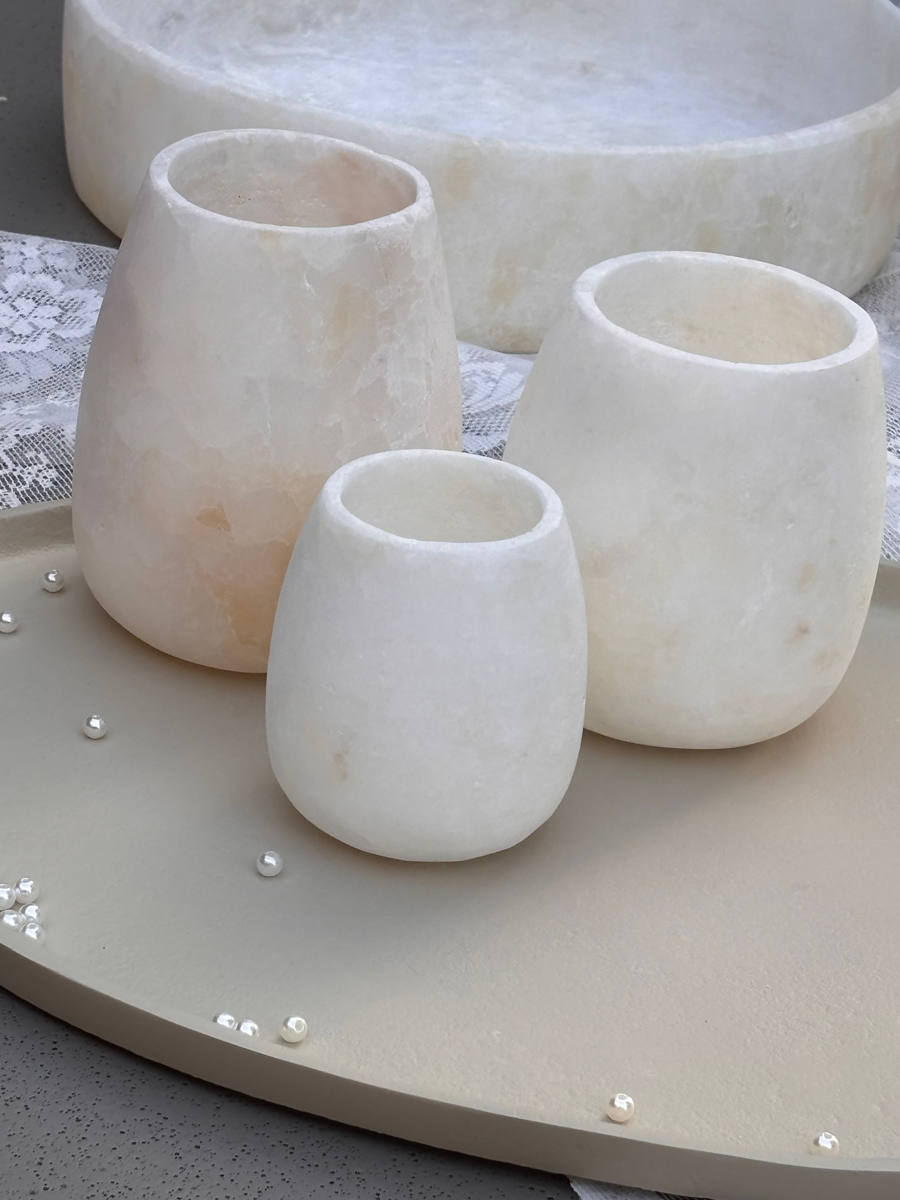 Alabaster waxinelichthouder set 10. “Niebla”