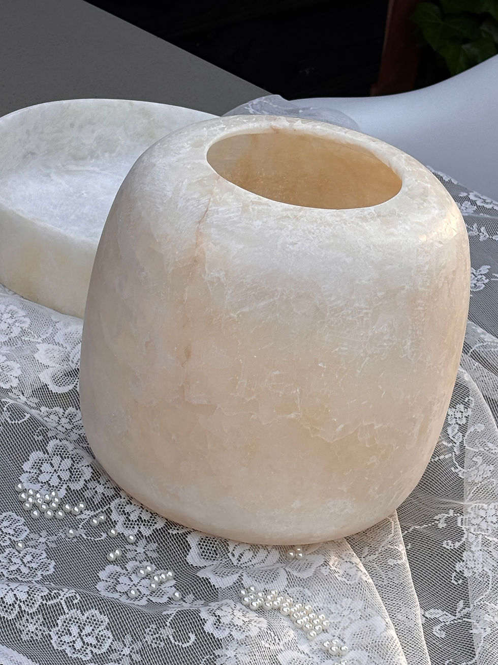 Thumbnail: 1. Alabaster waxinelichthouder wit “Luz Blanca” (XXXL)