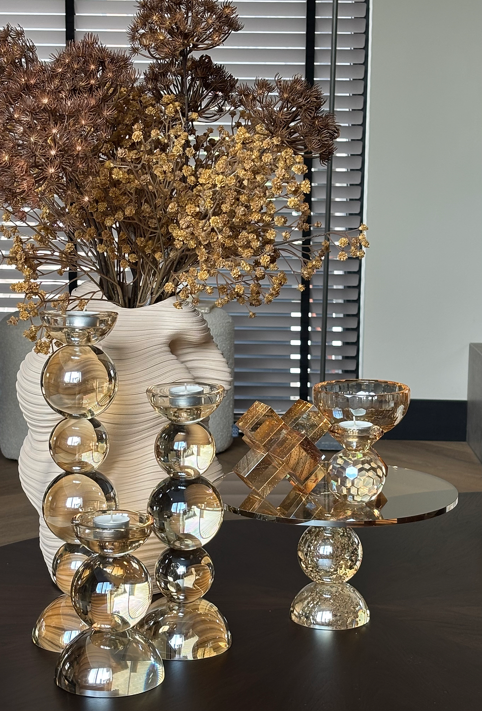 Thumbnail: Diga Colmore kaarsenhouder goud glans kristal glas (M)