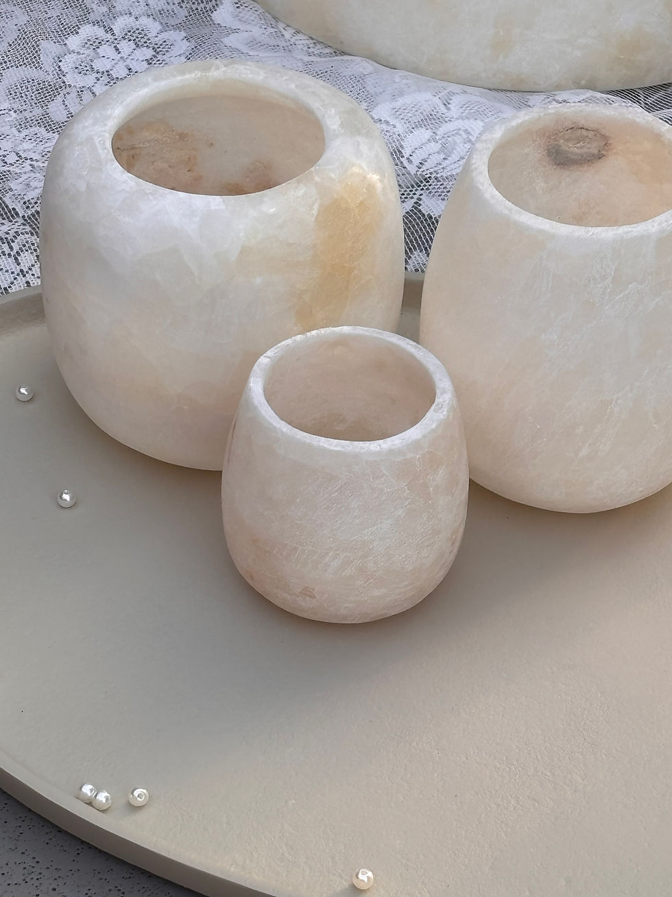 Thumbnail: Alabaster waxinelichthouder set 11. “Alba”