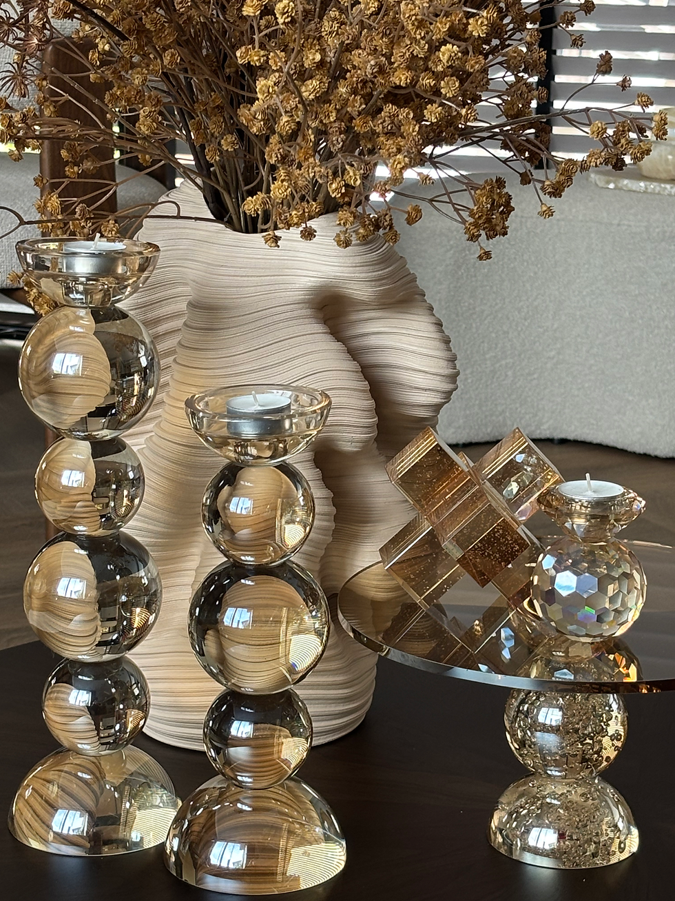 Thumbnail: Diga Colmore kaarsenhouder goud glans kristal glas (M)