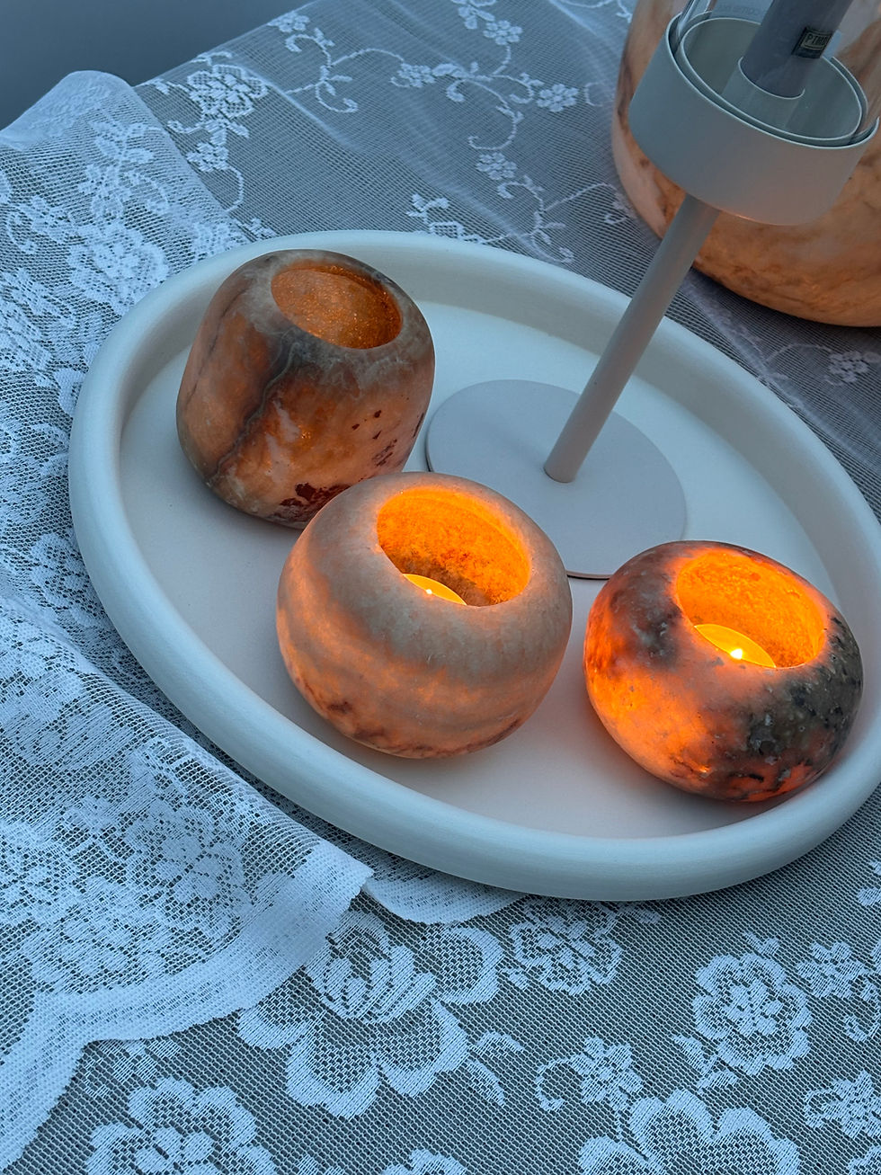 Thumbnail: Alabaster waxinelichthouder set “Amora”