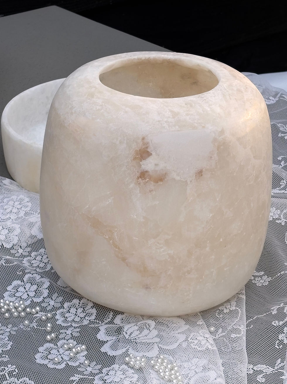 Thumbnail: 3. Alabaster waxinelichthouder wit “Perla del Mar” (XXXL)
