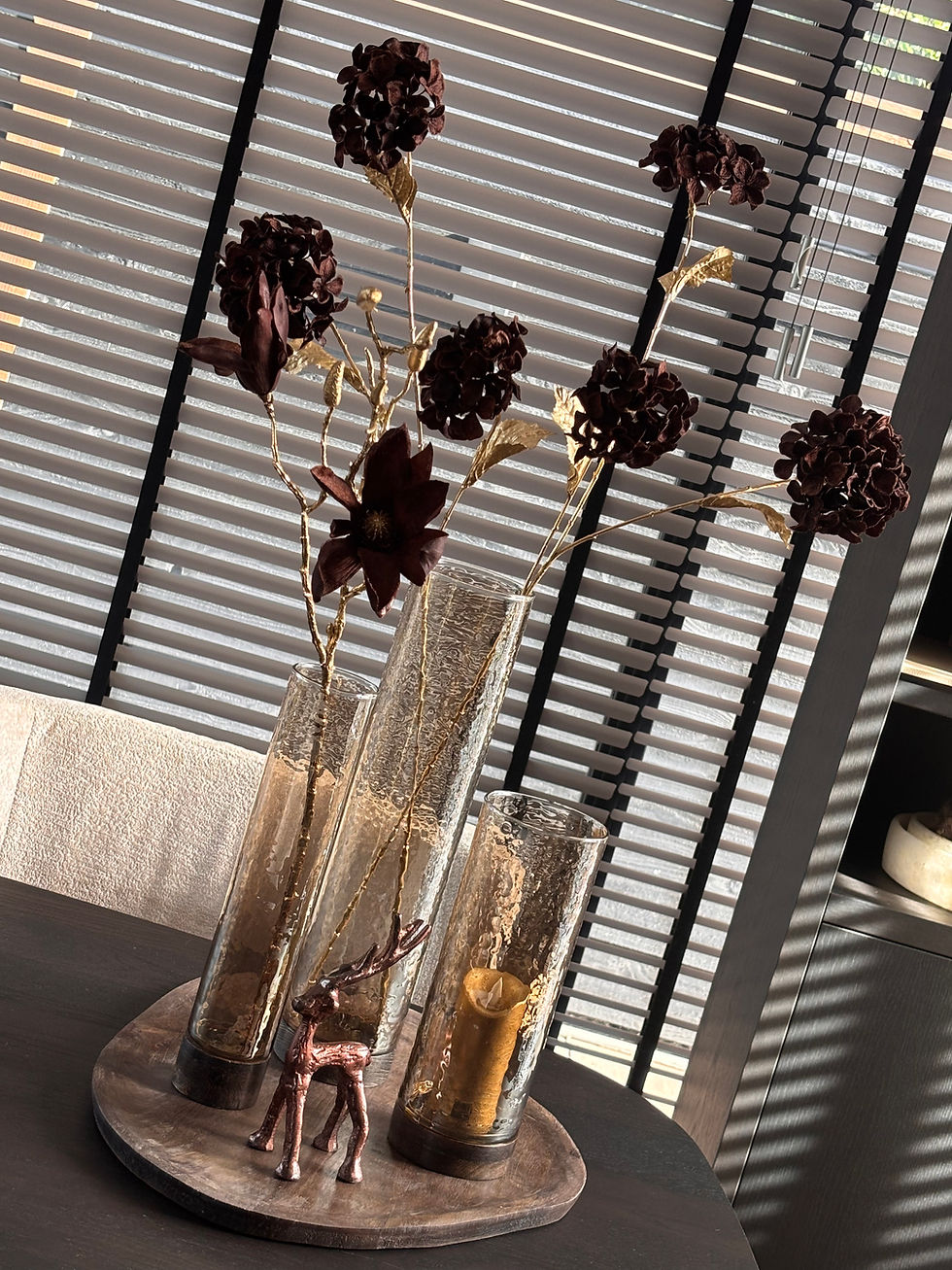 Thumbnail: Kunsttak Velvet Hydrangea | Dark Brown & Gold – 85 cm