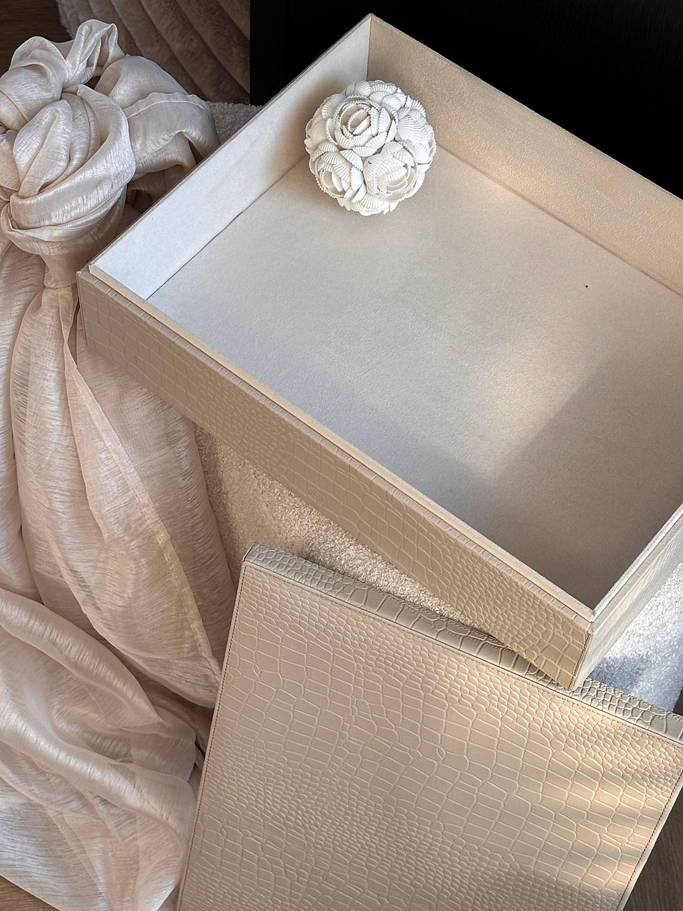 Thumbnail: Chamada rechthoekige box Maria croco leer (verkrijgbaar in 2 afmetingen)