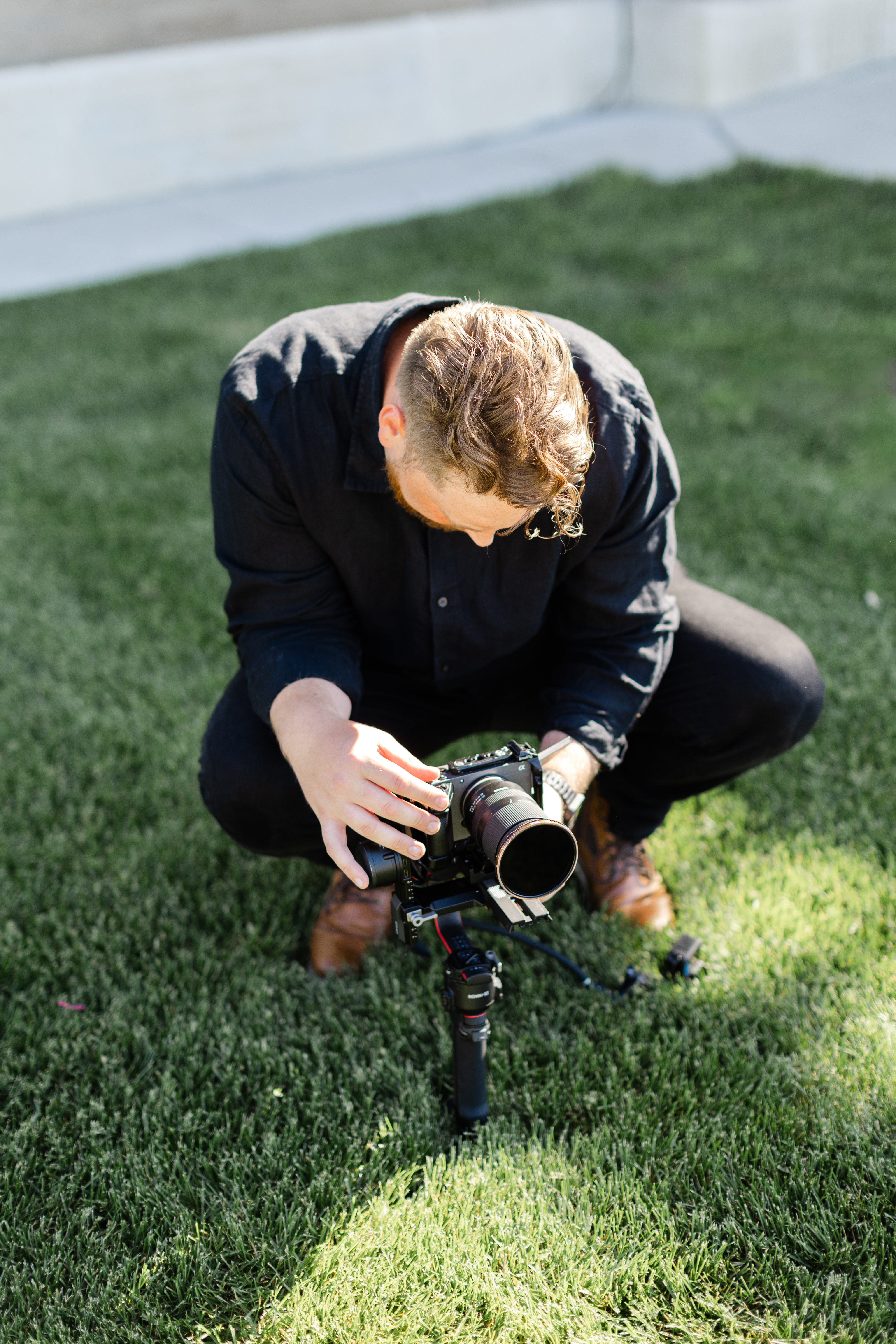 Zach Lang filming a wedding in Michigan