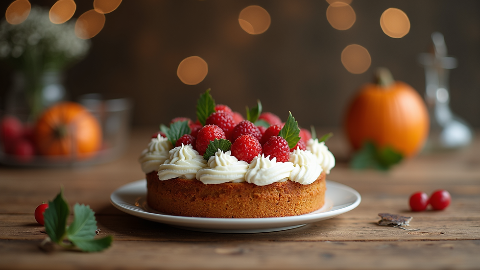 Close-up view of a beautifully decorated cake on a wooden table