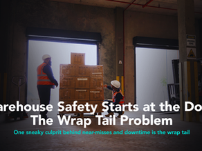 Forklift operator using wrap tail routine to reduce dock hazards.