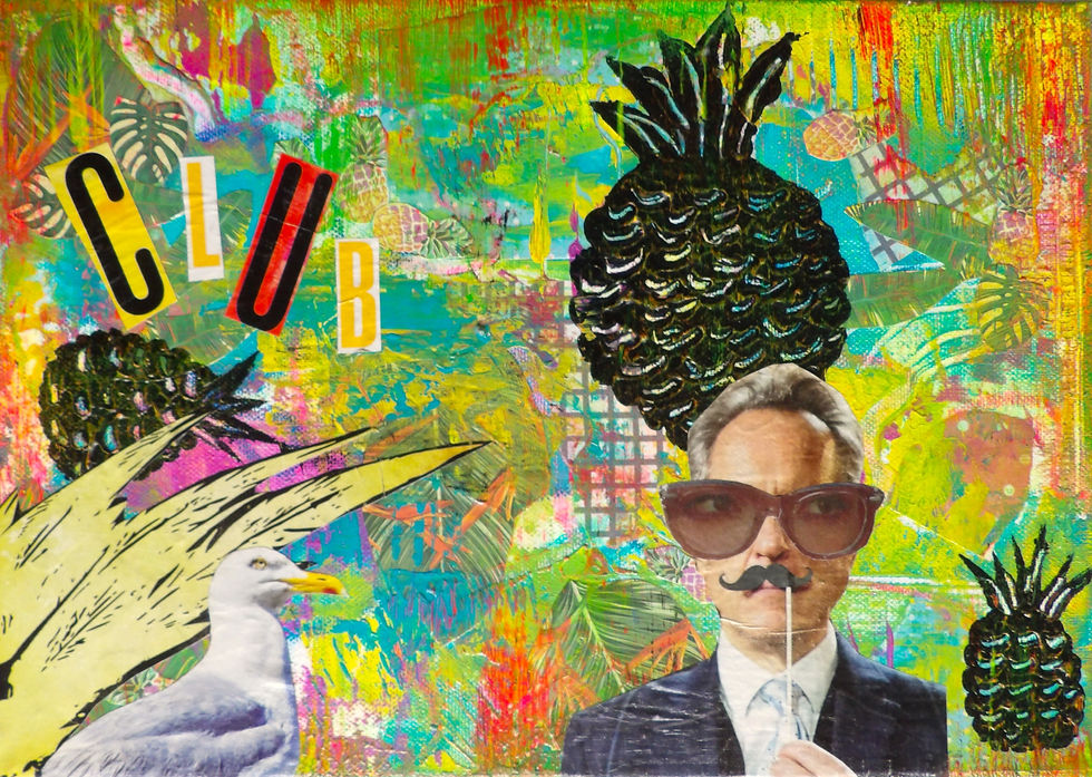 music inspired acrylic triptych on canvas , Club tropicana artwork inspired by wham