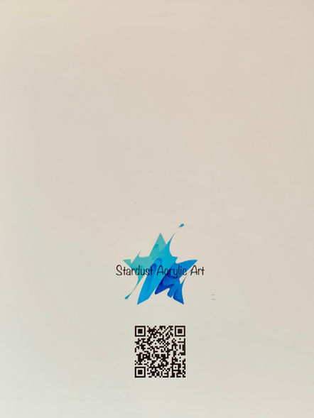 The back of each card features a QR Code for Stardust Acrylic Art
