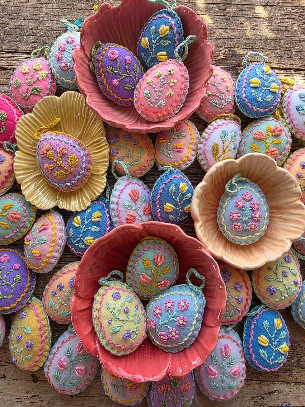 Miniatyrbilde: Håndbrodert påskeegg Blå 