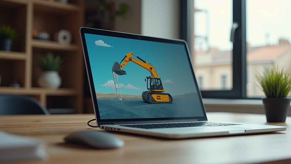 Eye-level view of a laptop displaying a construction training module