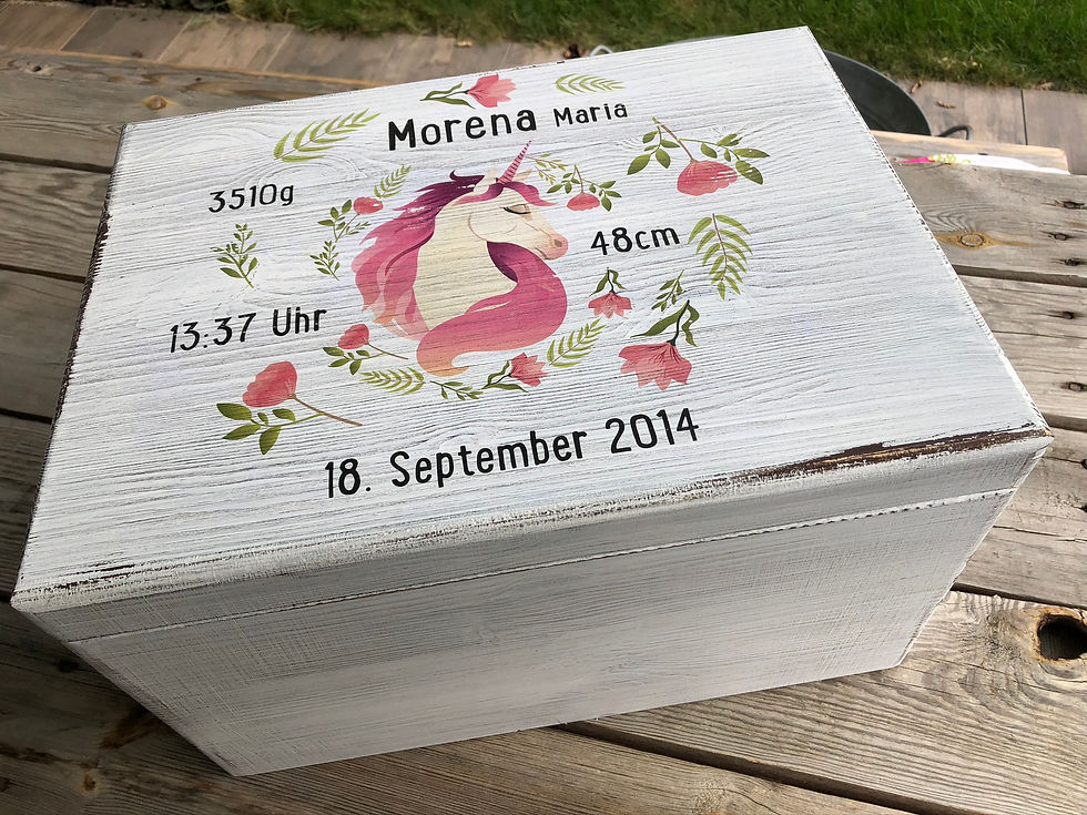 Erinnerungsbox EINHORN Blumen