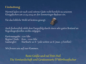 Königsfischen Emmering Sonntag 21.04.2024