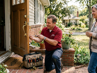 Alpha Locksmith technician rekeying a residential door lock in Raleigh NC