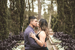 Couple's photos at Mercer Botanical Gardens