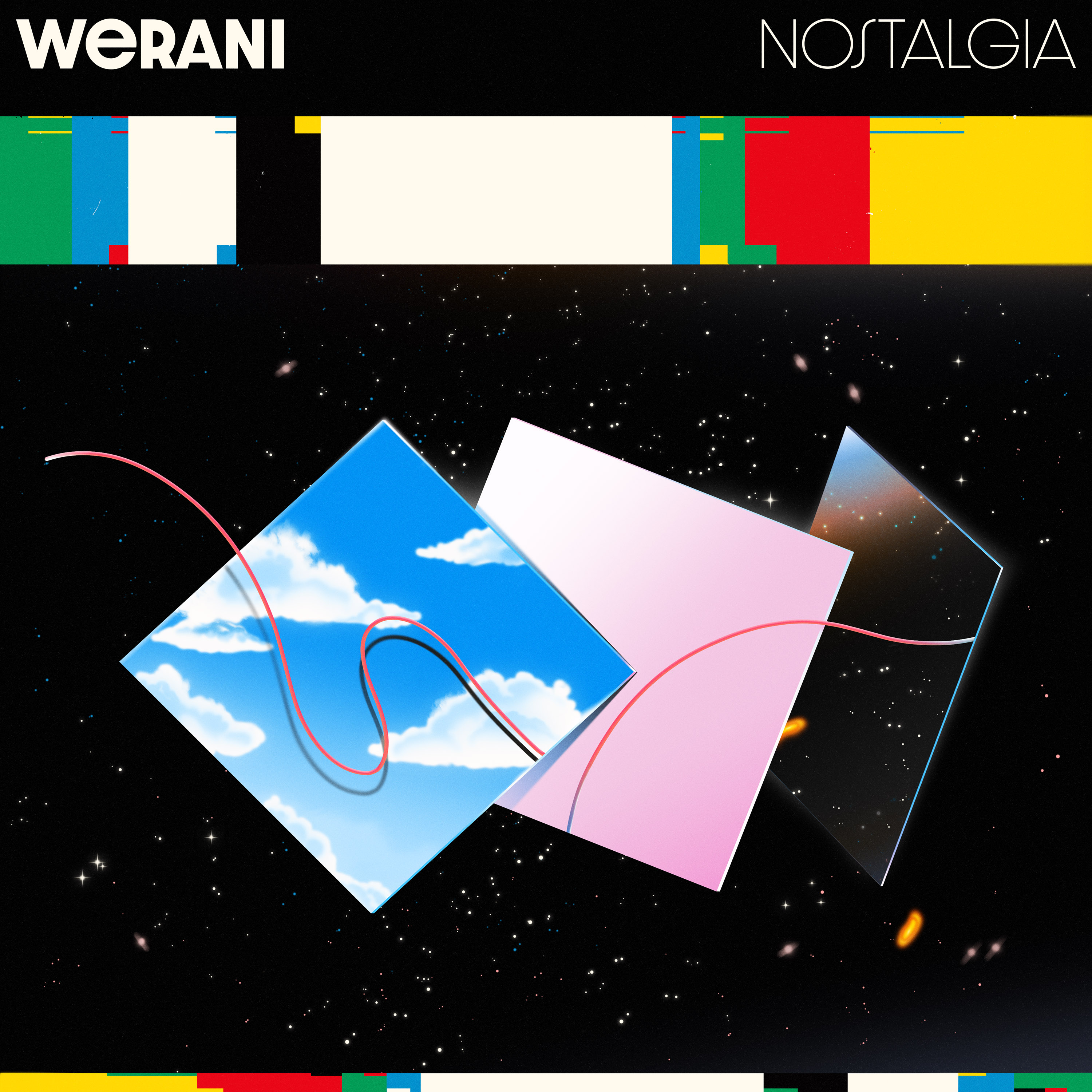 Artwork of the debut-single "Nostalgia" by synth-pop artist WERANI. 