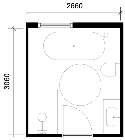 Plattegrond badkamer 1