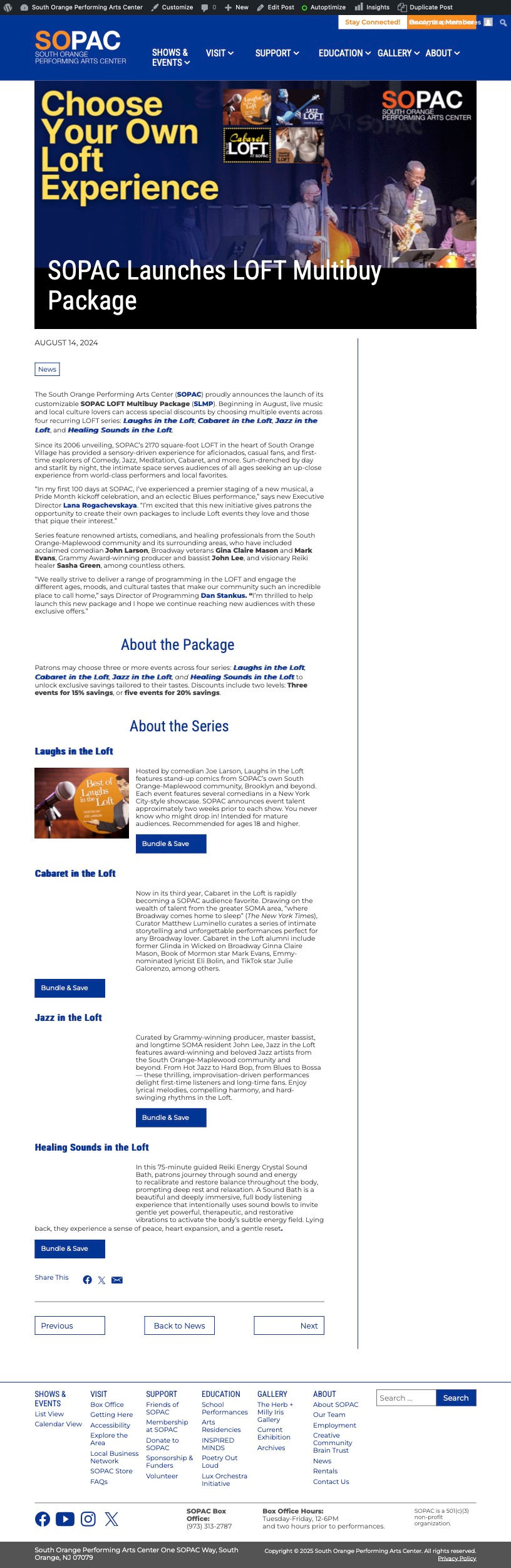 Loft Multibuy Package | South Orange Performing Arts Center