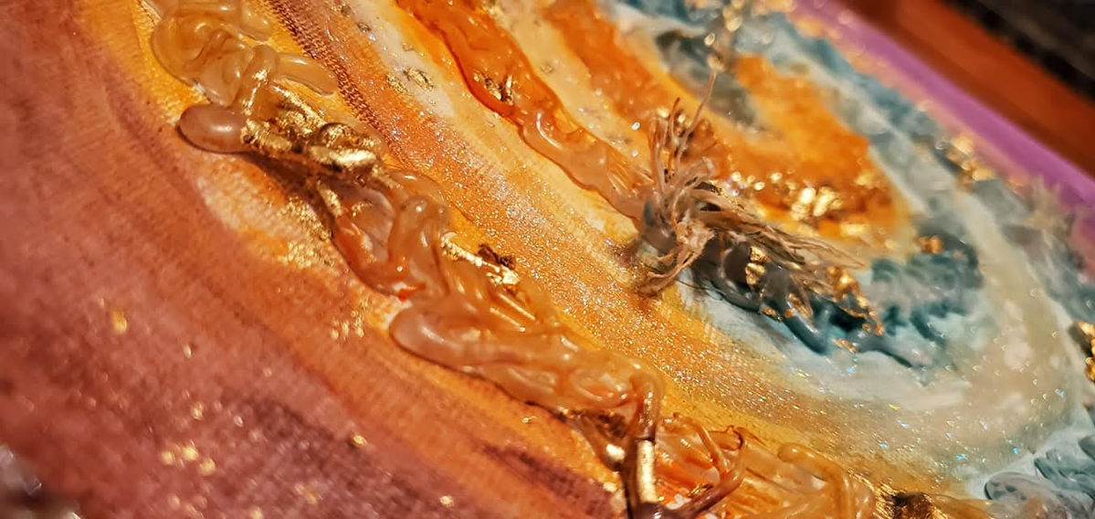 Acrylic Pour Painting: Swirls of Gold Energy, photo 10 of 10