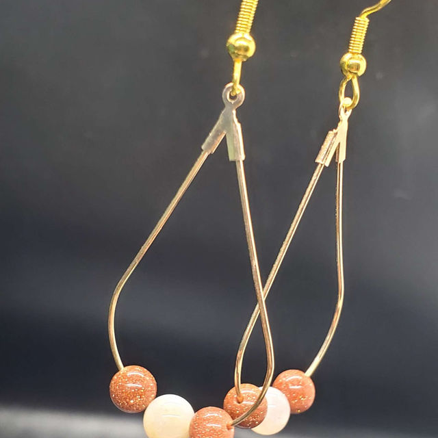 Red Sandstone Dangles 925 Sterling Gold