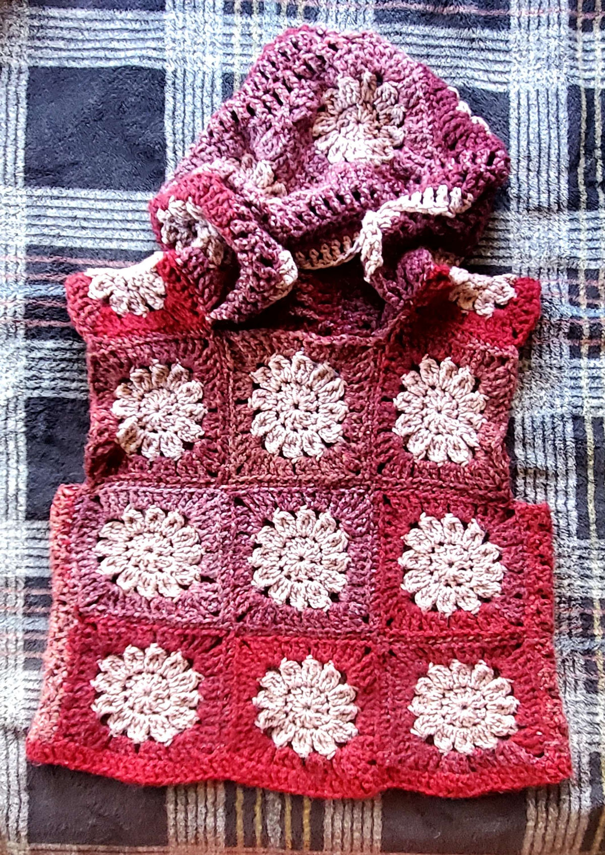 Granny Square Red's Hooded Vest, photo 1 of 3