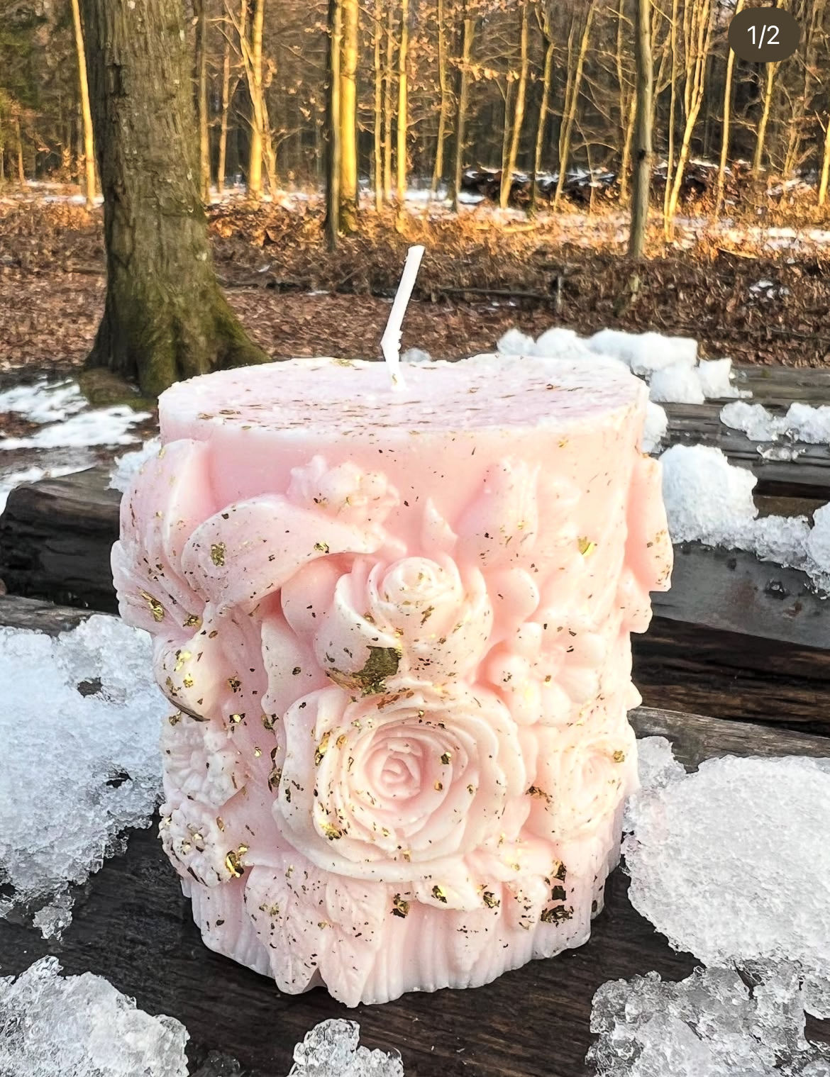 Hellrosa Blumenkerze 🌸🌺🌷