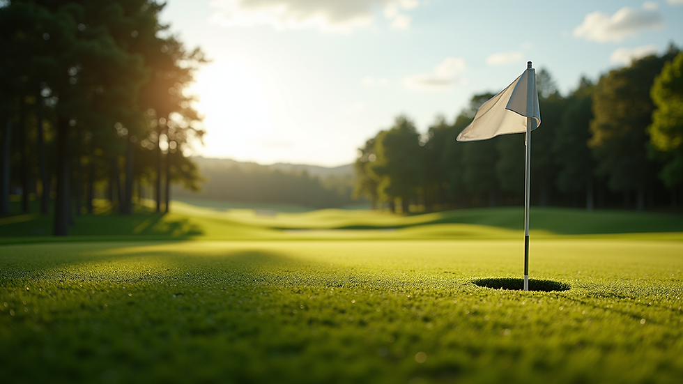 Eye-level view of a golf course's first tee