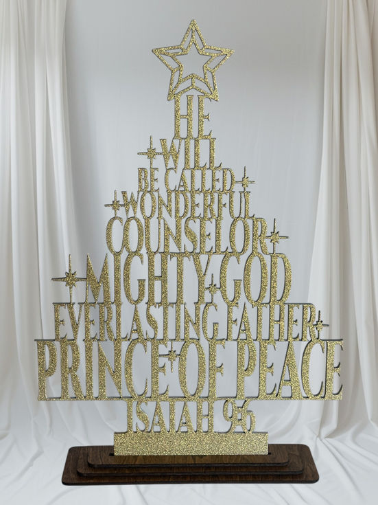 Christmas Tree Decor: Gold Christmas Tree Scripture Isaiah 9:6