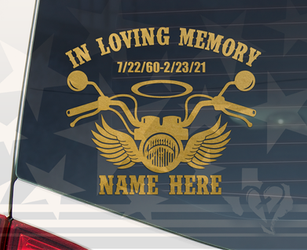 In Loving Memory Motorcycle Wings Vinyl Decal
