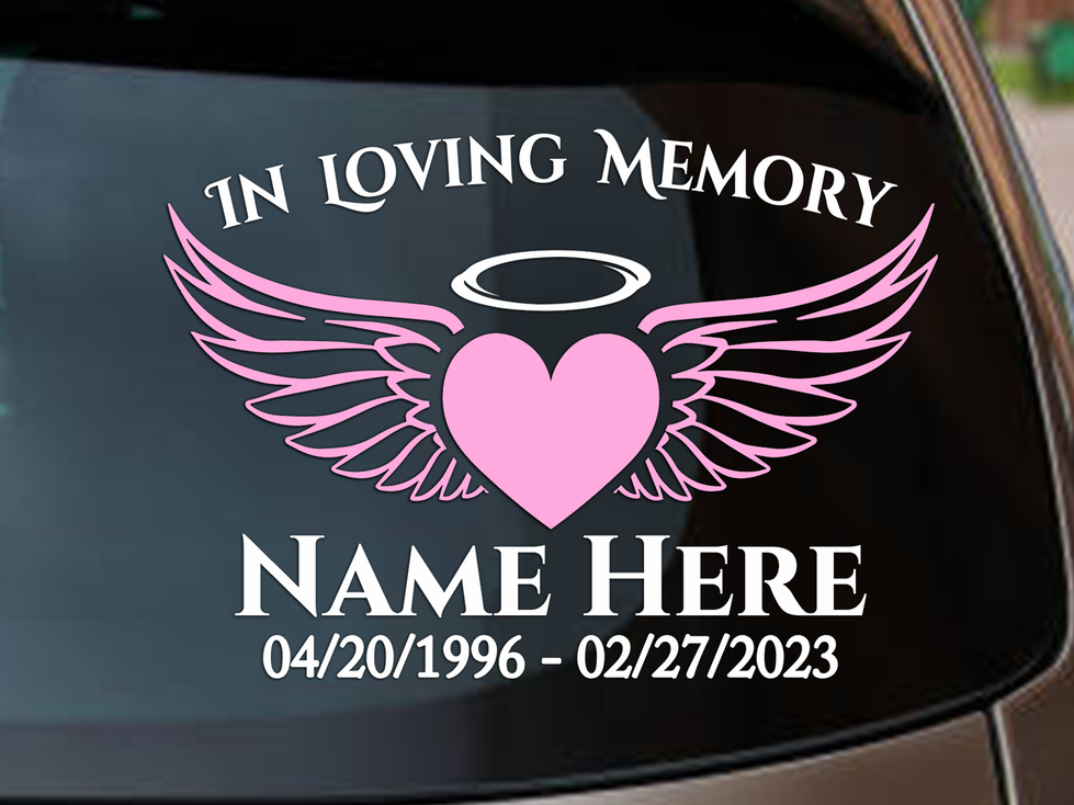 In Loving Memory Heart Wings Memorial Vinyl Decal